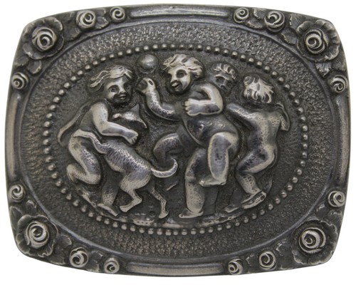 800er silber brosche putten - silber,
