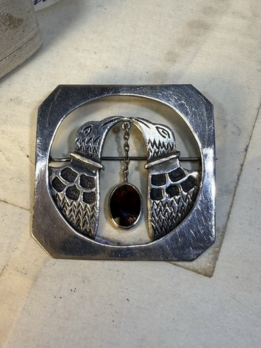Brosche silber granat stil - brosche,