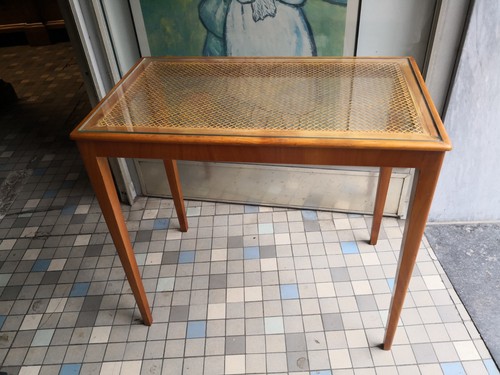 Beistelltisch mit geflecht - beistelltisch,